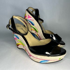 J. Renee Embroidered wedge sandals